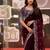 wine jimmy choo embroidered embellished havy work wedding wear saree