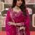 pink jimmy choo embroidered embellished havy work wedding wear saree
