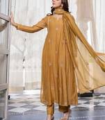 Beige Mul Kurti Suit Set