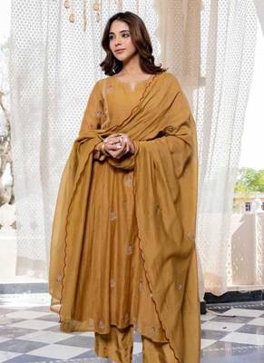 Beige Mul Kurti Suit Set 3