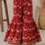 Red pure cotton floral print sleeveless square neck kurta and sharara set