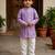 Lavender polyester embroidered full sleeve mandarin collar kurta and pyjama set
