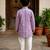 Lavender polyester embroidered full sleeve mandarin collar kurta and pyjama set