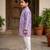 Lavender polyester embroidered full sleeve mandarin collar kurta and pyjama set