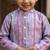 Lavender polyester embroidered full sleeve mandarin collar kurta and pyjama set