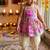 Purple floral print sleeveless polycotton dhoti and kurta set