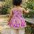 Purple floral print sleeveless polycotton dhoti and kurta set