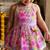 Purple floral print sleeveless polycotton dhoti and kurta set
