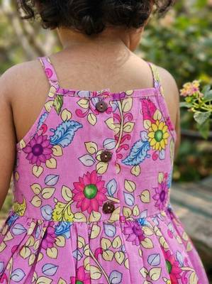 Purple floral print sleeveless polycotton dhoti and kurta set 4