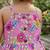 Purple floral print sleeveless polycotton dhoti and kurta set