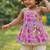 Purple floral print sleeveless polycotton dhoti and kurta set