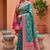 indian teal green heavy zari weaving work banarasi silk blend saree