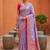 indian lavender heavy zari weaving work banarasi silk blend saree