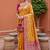indian yellow heavy zari weaving work banarasi silk blend saree