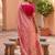 indian peach heavy zari weaving work banarasi silk blend saree