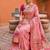 indian peach heavy zari weaving work banarasi silk blend saree