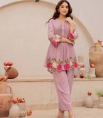 Lavender Chanderi Silk Cord Set Set