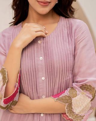 Lavender Chanderi Silk Cord Set Set 3