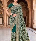 Designer rama heavy zari embroidery work georgette saree