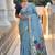 indian sky blue meenakari zari weaving work soft cotton blend saree