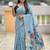 indian sky blue meenakari zari weaving work soft cotton blend saree