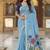 indian sky blue meenakari zari weaving work soft cotton blend saree