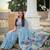 indian sky blue meenakari zari weaving work soft cotton blend saree