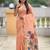 indian peach meenakari zari weaving work soft cotton blend saree