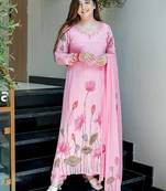 Pink Printed A-Line Kurta Set