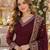 Maroon georgette readymade anarkali suit with embroidery & sequence work