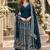 Teal georgette readymade anarkali suit with embroidery & sequence work