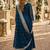 Teal georgette readymade anarkali suit with embroidery & sequence work
