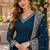 Teal georgette readymade anarkali suit with embroidery & sequence work