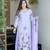 Lavender Printed A-Line Kurta Set With Duptta