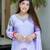 Lavender Printed A-Line Kurta Set With Duptta