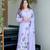 Lavender Printed A-Line Kurta Set With Duptta