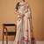 beige soft jamdani cotton blend floral digital printed pallu festive wear saree