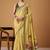 yellow soft jamdani cotton blend floral digital printed pallu festive wear saree