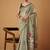 light olive soft jamdani cotton blend floral digital printed pallu festive wear saree