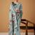 steel blue soft jamdani cotton blend floral digital printed pallu festive wear saree