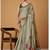 light olive soft jamdani cotton blend floral digital printed pallu festive wear saree