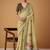 ligh cream soft jamdani cotton blend floral digital printed pallu festive wear saree