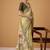 ligh cream soft jamdani cotton blend floral digital printed pallu festive wear saree