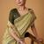 ligh cream soft jamdani cotton blend floral digital printed pallu festive wear saree