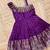 Girls pink woven silk flared gown with one-shoulder neck & zari border