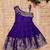 Girls pink woven silk flared gown with one-shoulder neck & zari border