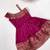 Girls pink woven silk flared gown with one-shoulder neck & zari border