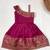 Girls pink woven silk flared gown with one-shoulder neck & zari border