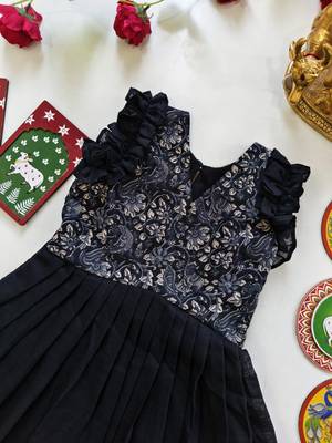 Girls middy dress with  beautifully crafted an elegant printed hem and a stunning printed yoke 2