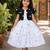 Elegant black & white printed gown with delicate thread and sequins detailing